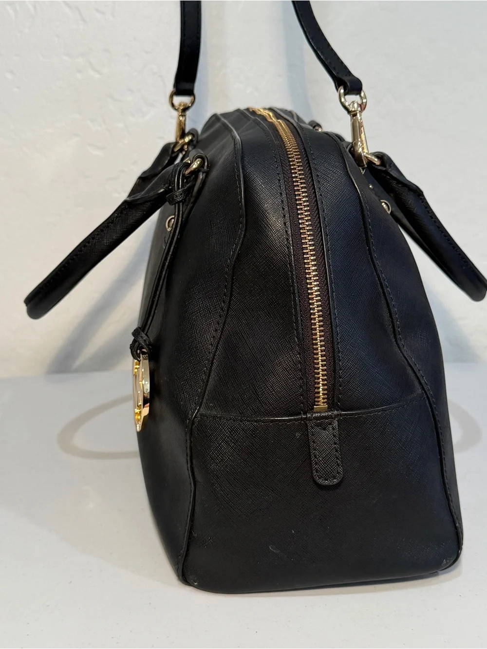 Michael Kors Black Saffiano Leather Dome Satchel